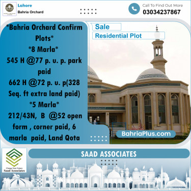 Residential Plot for Sale in Bahria Orchard, Lahore - (BP-272244)