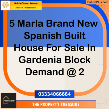 5 Marla Residential House for Sale in Sector C - Gardenia 1 -  Bahria Town, Lahore - (BP-272253)