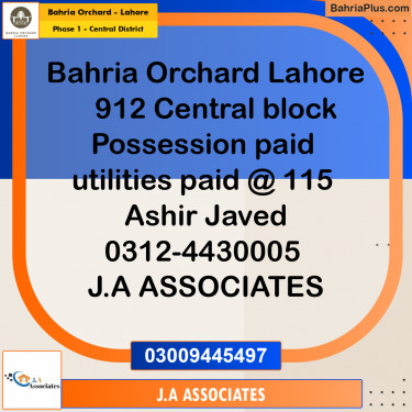 10 Marla Residential Plot for Sale in Phase 1 - Central District -  Bahria Orchard, Lahore - (BP-272326)