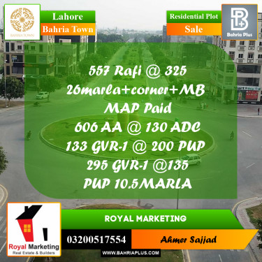 Residential Plot for Sale in Bahria Town, Lahore - (BP-272337)
