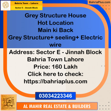 Residential House for Sale in Sector E - Jinnah Block -  Bahria Town, Lahore - (BP-272356)