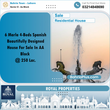 6 Marla Residential House for Sale in Sector D - AA Block -  Bahria Town, Lahore - (BP-272358)