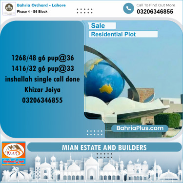 5 Marla Residential Plot for Sale in Phase 4 - G6 Block -  Bahria Orchard, Lahore - (BP-272382)