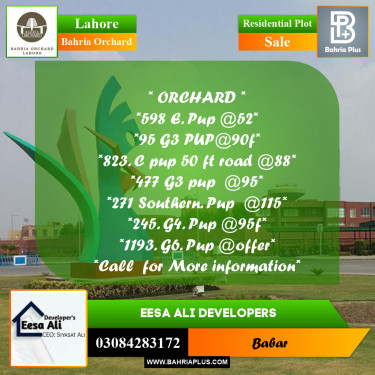 Residential Plot for Sale in Bahria Orchard, Lahore - (BP-272407)