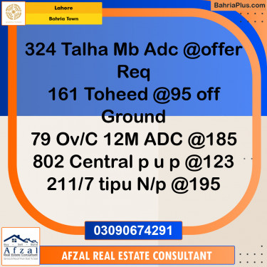 Residential Plot for Sale in Bahria Town, Lahore - (BP-272444)