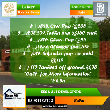 Residential Plot for Sale in Bahria Town, Lahore - (BP-272467)