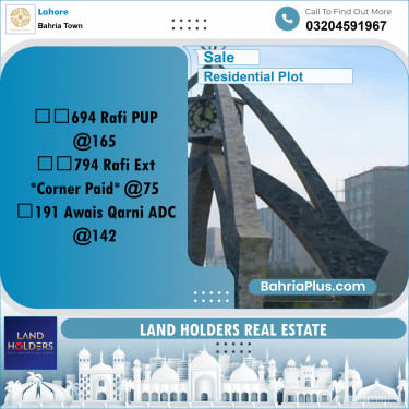 Residential Plot for Sale in Bahria Town, Lahore - (BP-272497)