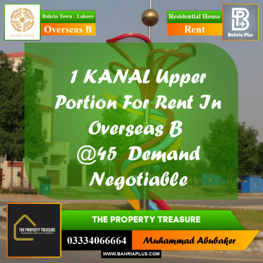 1 Kanal Residential House for Rent in Overseas B -  Bahria Town, Lahore - (BP-272519)