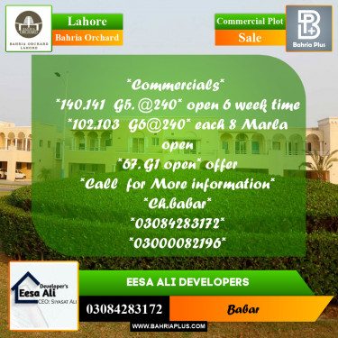 Commercial Plot for Sale in Bahria Orchard, Lahore - (BP-272626)