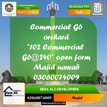 Residential Plot for Sale in Phase 4 - G6 Block -  Bahria Orchard, Lahore - (BP-272632)