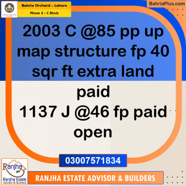 8 Marla Residential Plot for Sale in Phase 2 - C Block -  Bahria Orchard, Lahore - (BP-272715)
