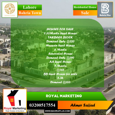 Residential House for Sale in Bahria Town, Lahore - (BP-272787)