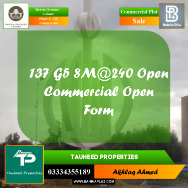 8 Marla Commercial Plot for Sale in Phase 4 - G5 Commercial -  Bahria Orchard, Lahore - (BP-272802)
