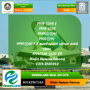5 Marla Residential Plot for Sale in Phase 2 - D Block -  Bahria Orchard, Lahore - (BP-272835)