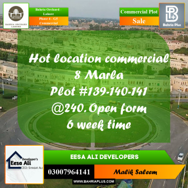 8 Marla Commercial Plot for Sale in Phase 4 - G5 Commercial -  Bahria Orchard, Lahore - (BP-272895)