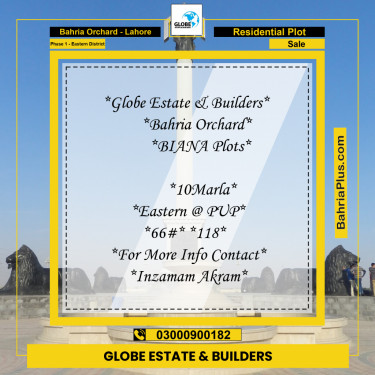 10 Marla Residential Plot for Sale in Phase 1 - Eastern District -  Bahria Orchard, Lahore - (BP-272948)
