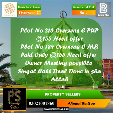 10 Marla Residential Plot for Sale in Overseas C -  Bahria Town, Lahore - (BP-272951)