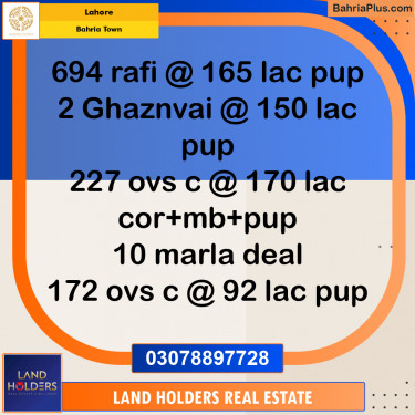 Residential Plot for Sale in Bahria Town, Lahore - (BP-272984)