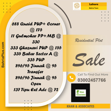Residential Plot for Sale in Bahria Town, Lahore - (BP-273027)