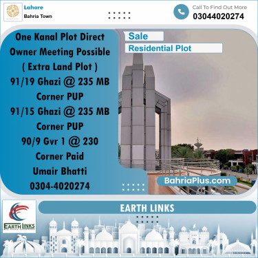 1 Kanal Residential Plot for Sale in Bahria Town, Lahore - (BP-273092)