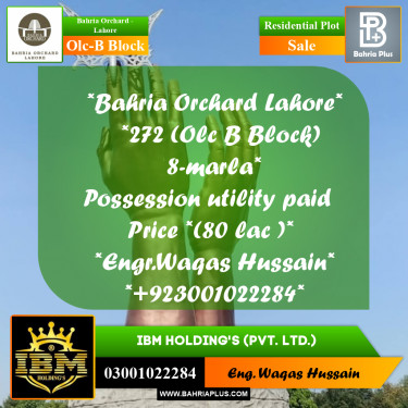 8 Marla Residential Plot for Sale in OLC-B Block -  Bahria Orchard, Lahore - (BP-273095)