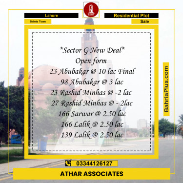 10 Marla Residential Plot for Sale in Bahria Town, Lahore - (BP-273138)