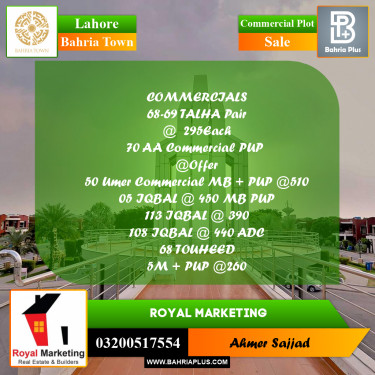 Commercial Plot for Sale in Bahria Town, Lahore - (BP-273139)
