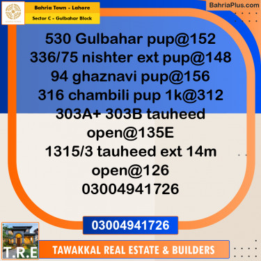 10 Marla Residential Plot for Sale in Sector C - Gulbahar Block -  Bahria Town, Lahore - (BP-273152)