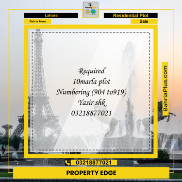 Residential Plot for Sale in Bahria Town, Lahore - (BP-273171)