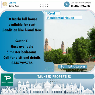 10 Marla Residential House for Rent in Bahria Town, Lahore - (BP-273194)