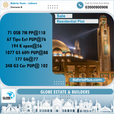 Residential Plot for Sale in Overseas B -  Bahria Town, Lahore - (BP-273258)