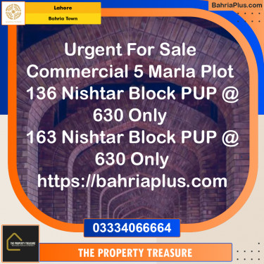 5 Marla Commercial Plot for Sale in Bahria Town, Lahore - (BP-273266)