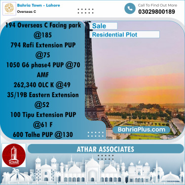 10 Marla Residential Plot for Sale in Overseas C -  Bahria Town, Lahore - (BP-273330)