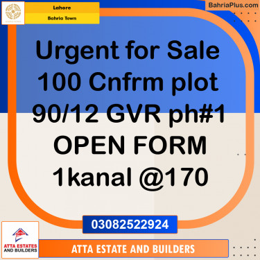 Residential Plot for Sale in Bahria Town, Lahore - (BP-273357)