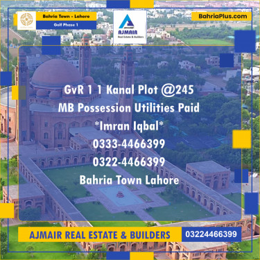 1 Kanal Residential Plot for Sale in Golf Phase 1 -  Bahria Town, Lahore - (BP-273364)