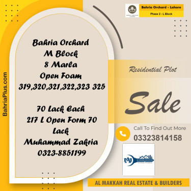 8 Marla Residential Plot for Sale in Phase 2 - L Block -  Bahria Orchard, Lahore - (BP-273390)