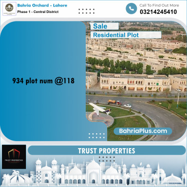 10 Marla Residential Plot for Sale in Phase 1 - Central District -  Bahria Orchard, Lahore - (BP-273416)