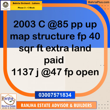 8 Marla Residential Plot for Sale in Phase 2 - C Block -  Bahria Orchard, Lahore - (BP-273445)