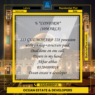 Residential Plot for Sale in Bahria Town, Lahore - (BP-273456)