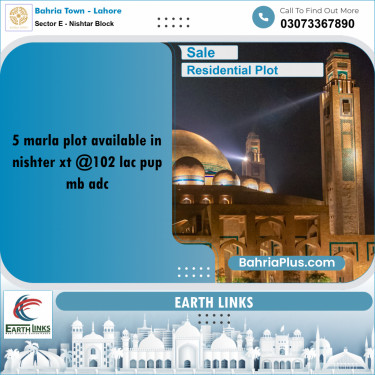 5 Marla Residential Plot for Sale in Sector E - Nishtar Block -  Bahria Town, Lahore - (BP-273500)