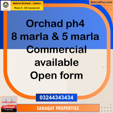 8 Marla Commercial Plot for Sale in Phase 4 - G5 Commercial -  Bahria Orchard, Lahore - (BP-273532)