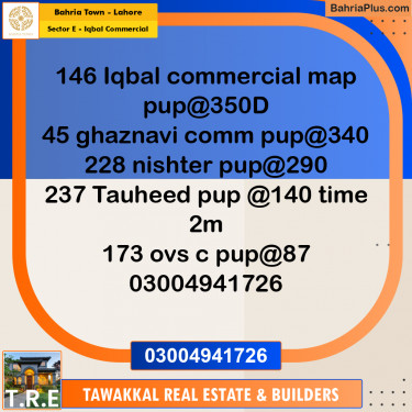 5 Marla Commercial Plot for Sale in Sector E - Iqbal Commercial -  Bahria Town, Lahore - (BP-273536)