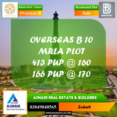 10 Marla Residential Plot for Sale in Overseas B -  Bahria Town, Lahore - (BP-273547)