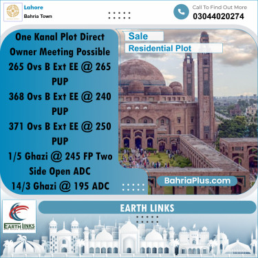 1 Kanal Residential Plot for Sale in Bahria Town, Lahore - (BP-273549)