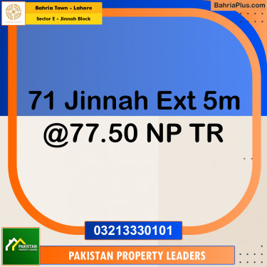 5 Marla Residential Plot for Sale in Sector E - Jinnah Block -  Bahria Town, Lahore - (BP-273584)
