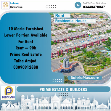 10 Marla Residential House for Rent in Bahria Town, Lahore - (BP-273625)