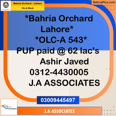 5 Marla Residential Plot for Sale in OLC-A Block -  Bahria Orchard, Lahore - (BP-273661)