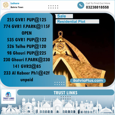 Residential Plot for Sale in Bahria Town, Lahore - (BP-273764)
