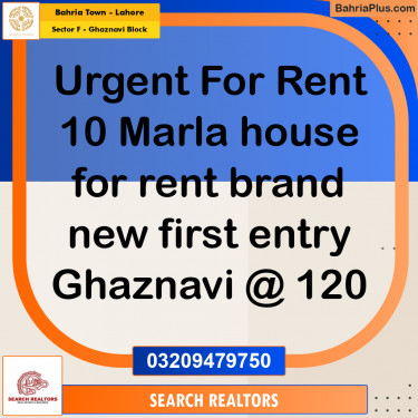 10 Marla Residential House for Rent in Sector F - Ghaznavi Block -  Bahria Town, Lahore - (BP-273776)