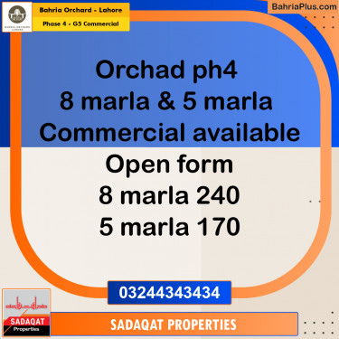 8 Marla Commercial Plot for Sale in Phase 4 - G5 Commercial -  Bahria Orchard, Lahore - (BP-273789)